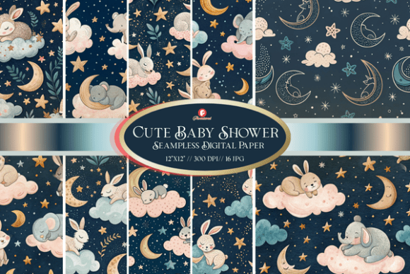 Cute Baby Shower Seamless Digital Paper
