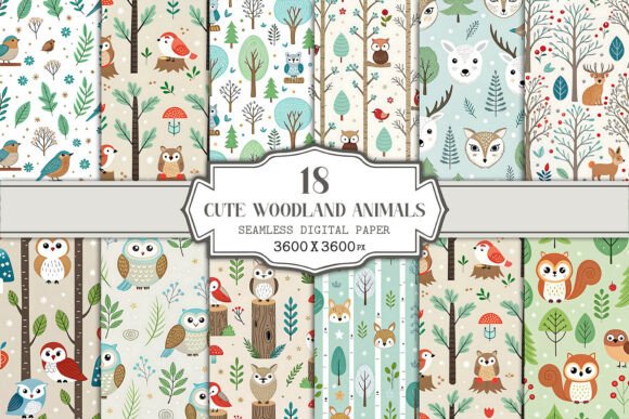 Cute Woodland Animals Seamless Pattern