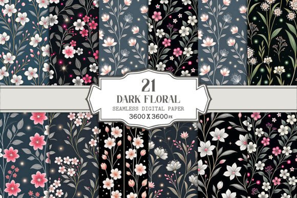 Dark Floral Seamless Pattern Bundle: A Versatile Design Resource for Creative Projects