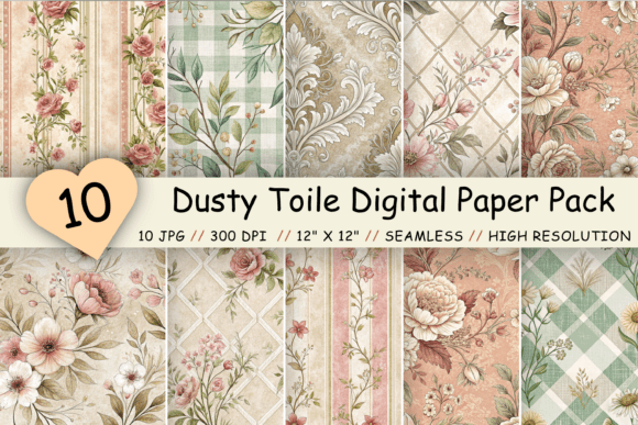 Dusty Toile Digital Paper Pack, Vintage: A Creative Essential for Every Project