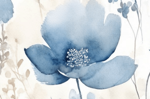 Elegant Blue Neutral Watercolor Floral: A Versatile Design Resource