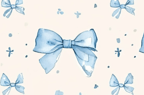 Elegant Blue Watercolor Bow Seamless Pattern for Creative Applications