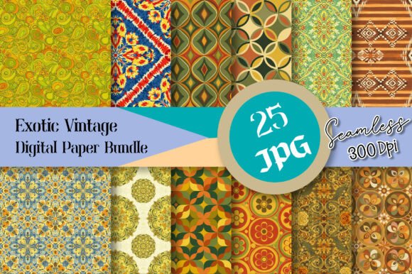 Exotic Vintage Digital Paper Bundle