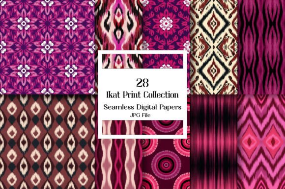 Ikat Print Seamless Pattern Collection