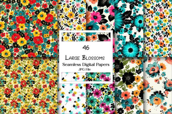 Large Blossoms Seamless Papers for Creative Expression
