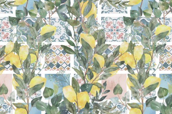 Lemons Tiles Mediterranean PNG Pattern