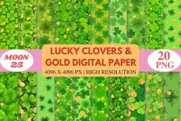 Lucky Clovers Gold Digital Paper: A Vibrant Addition to Your Creative Projects