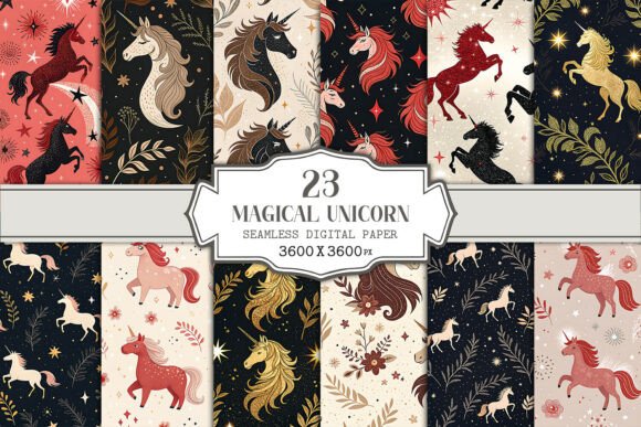 Magical Unicorn Seamless Pattern Bundle for Creative Workflows