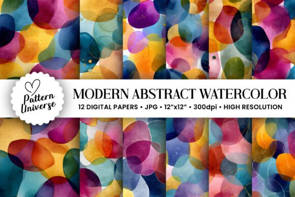 Modern Abstract Watercolor Shapes Papers