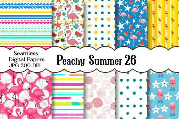 Peachy Summer Digital Papers