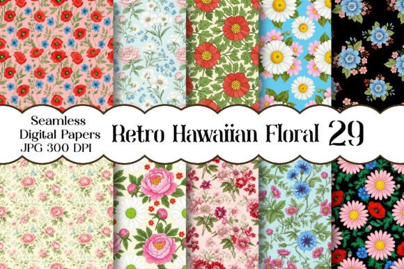 Retro Hawaiian Floral Papers