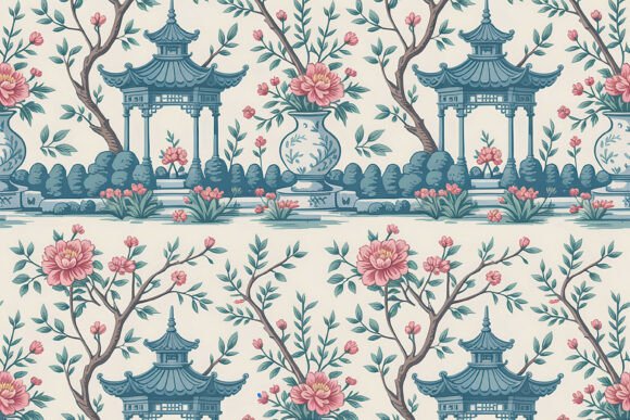 Royal Pagoda and Peony Urn Toile