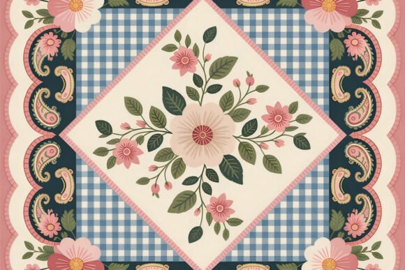 Scalloped Floral Paisley Border Art