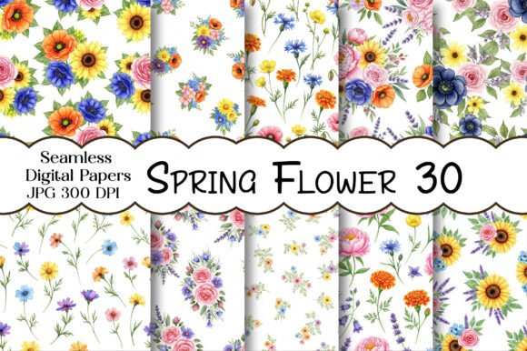 Spring Flower Digital Paper Bundle