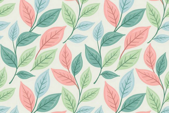 Teal and Mint Botanical Leaf Seamless Design: A Nature-Inspired Digital Pattern