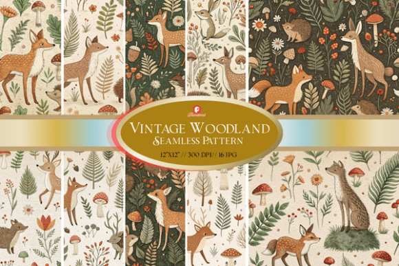 Vintage Woodland Seamless Pattern: A Timeless Addition to Creative Projects