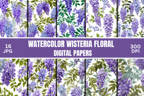 Watercolor Wisteria Floral Digital Paper: A Versatile Design for Creative Projects