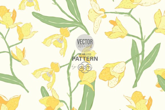 Yellow Orchid Seamless Pattern: A Botanical Delight for Creative Projects